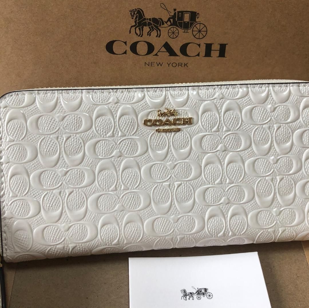 ＣOACH コーチ 新品 長財布 エナメル ホワイト レディース 財布 白 89