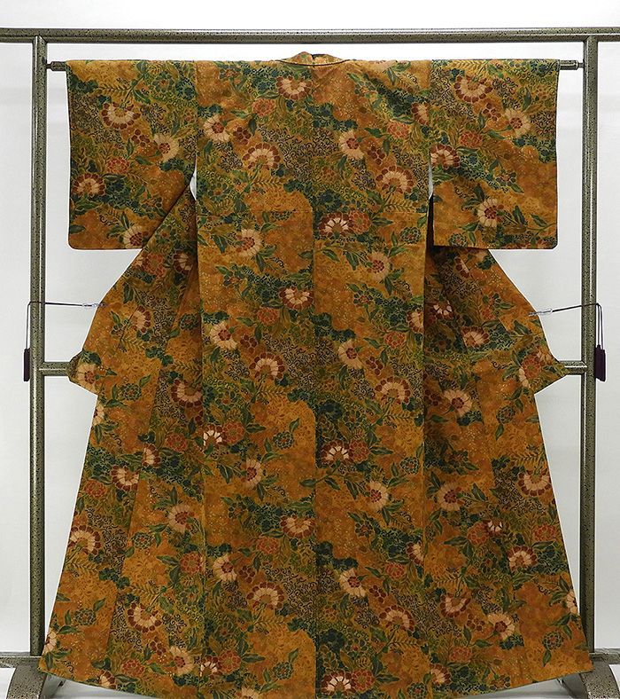 小紋 未着用 正絹 花模様 身丈162cm 裄丈62cm 小紋 新古品 着物 c0832