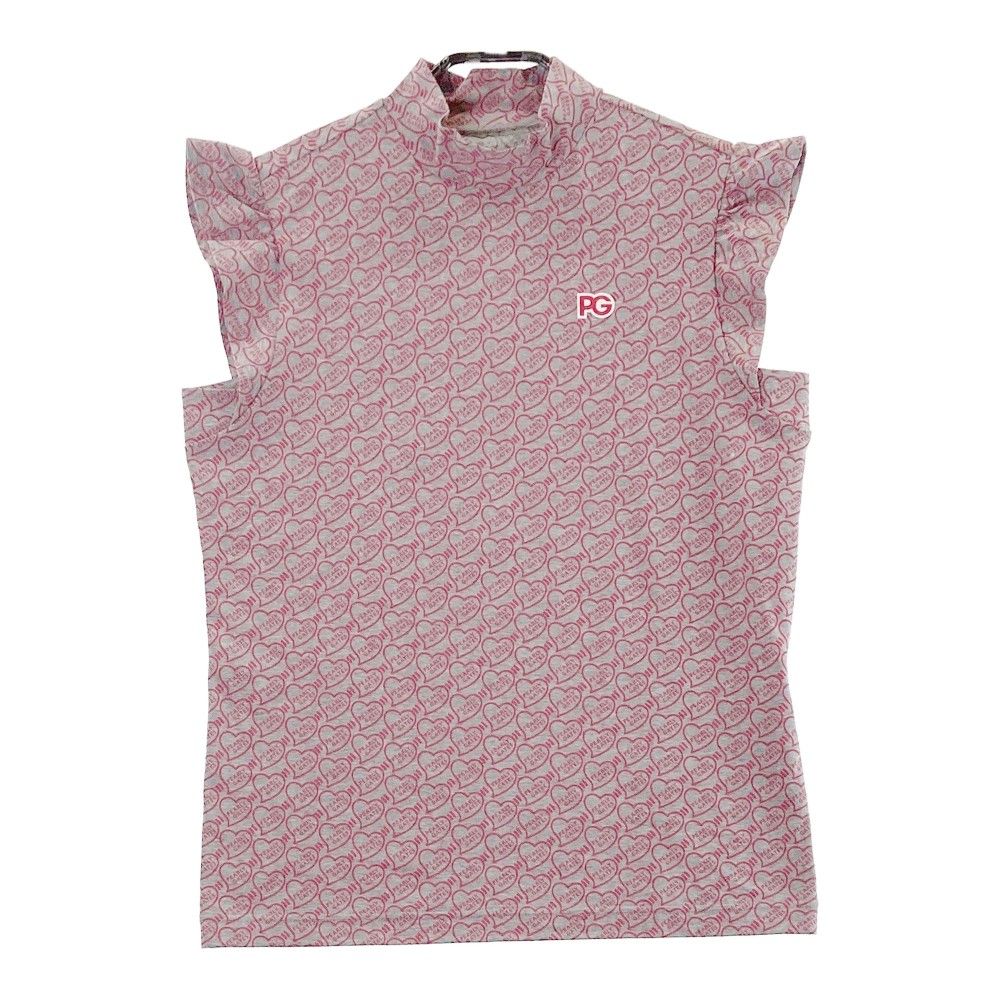 サイズ 1 PEARLY GATES パーリーゲイツ 2025年 ハイネック フリル袖 シャツ ハート総柄 グレー系 240101417903 ゴルフウェア レディース ストスト