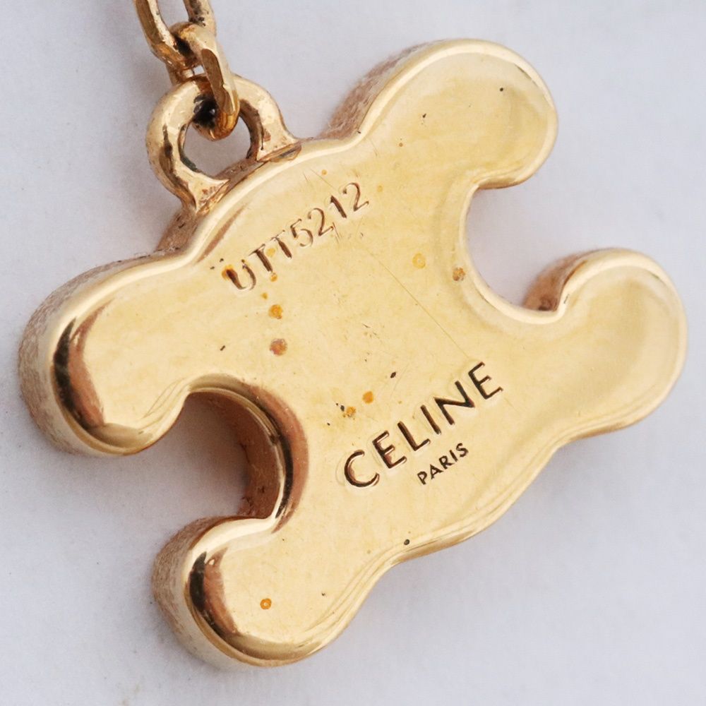 CELINE 片耳 トリオンフ ドロップピアス GP×ラインストーン