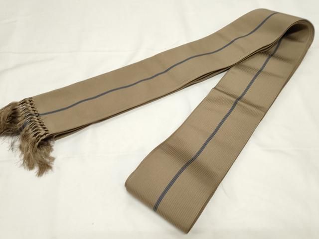 平和屋着物 男性 本場筑前博多織 角帯 生壁色 西村織物謹製 博多金ラベル 証紙付き 正絹 dy