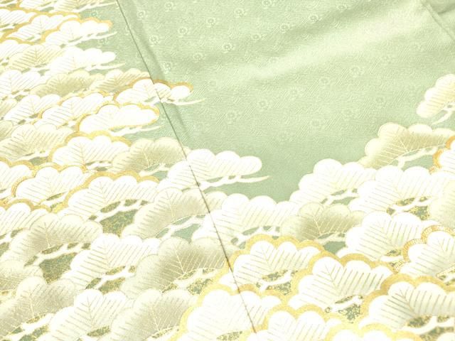 平和屋着物●色留訪問着　駒刺繍　寿光織　梅松花文　桐　金彩　正絹　逸品　AAAZ0280zg 平和屋着物○色留訪問着 駒刺繍 寿光織 梅松花文 桐