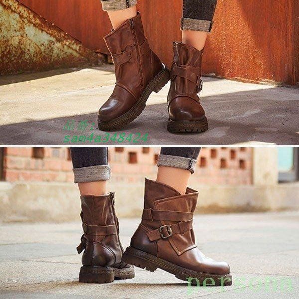 ショートブーツレディースエンジニアブーツ革レザーブーツサイドベルトワークブーツマニッシュバイクブーツエンジニアかわ厚底全店2点