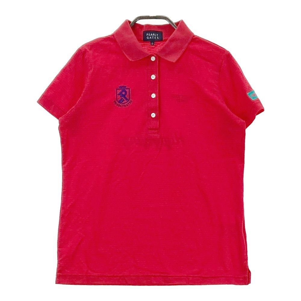 PEARLY GATES ポロシャツ サイズ0 ネイビー/レッド 中古 レディース パーリーゲイツ PEARLY GATES 半袖ポロシャツ 1(M