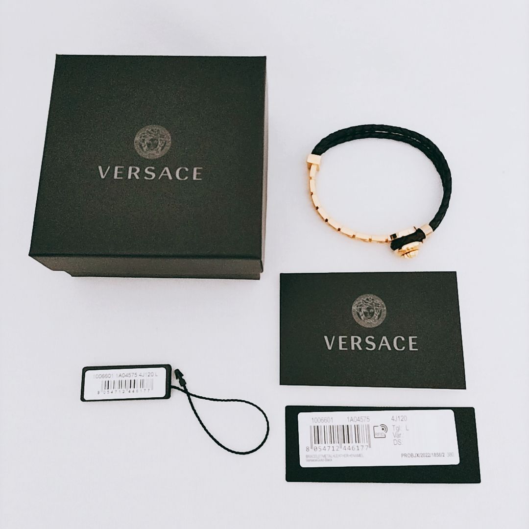 新品未使用】VERSACE グレカ ブレイド レザー ブレスレット ヴェルサーチェ - メルカリ