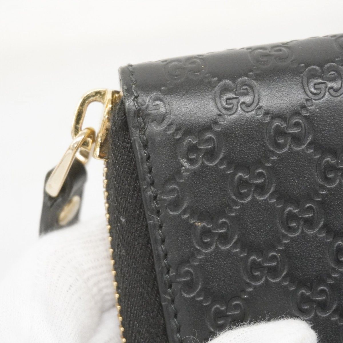 5cf6962】グッチ 長財布 マイクログッチシマ 449391 レザー ブラック  