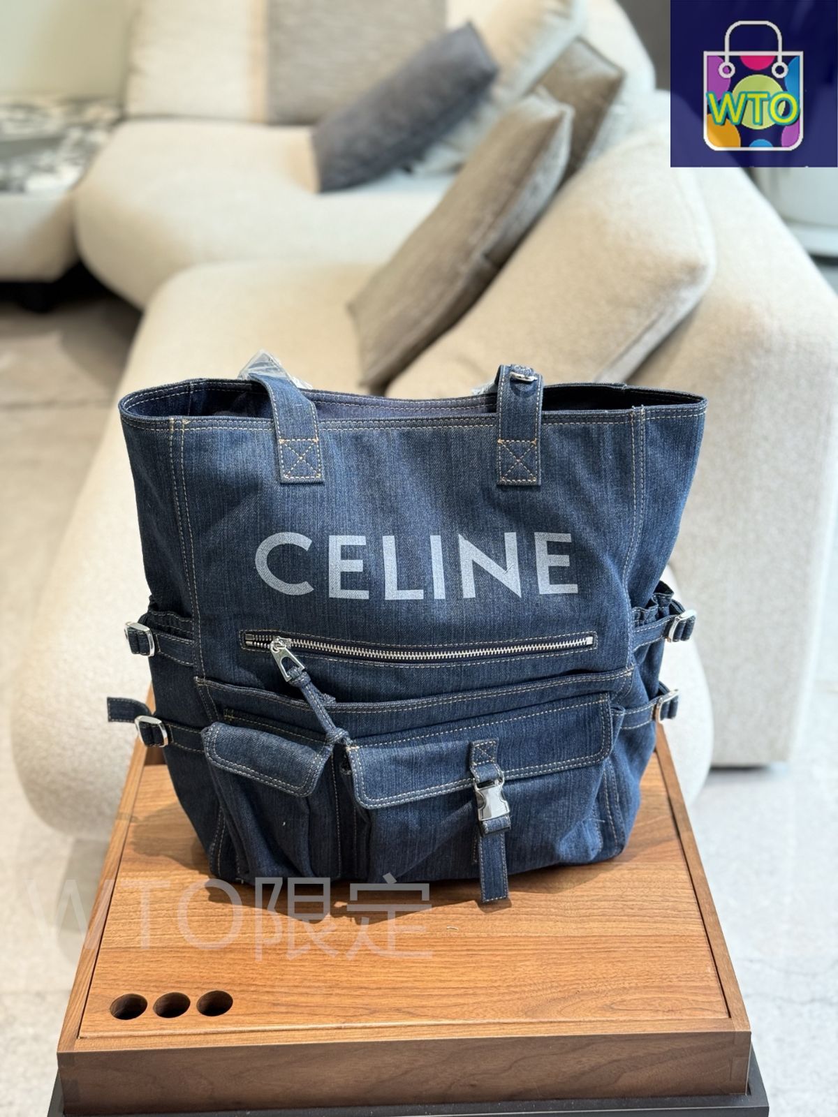 今日特価】Celine セリーヌ 24ss レターロゴデニムトートバッグ