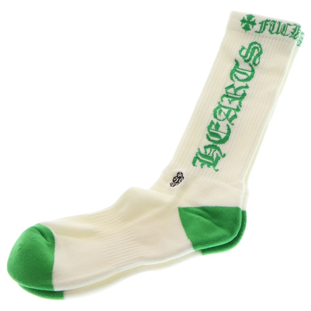 CHROME HEARTS クロムハーツ SOCKS OLD ENGLISH オールドイングリッシュ ハイソックス 靴下 ホワイト|グリーン