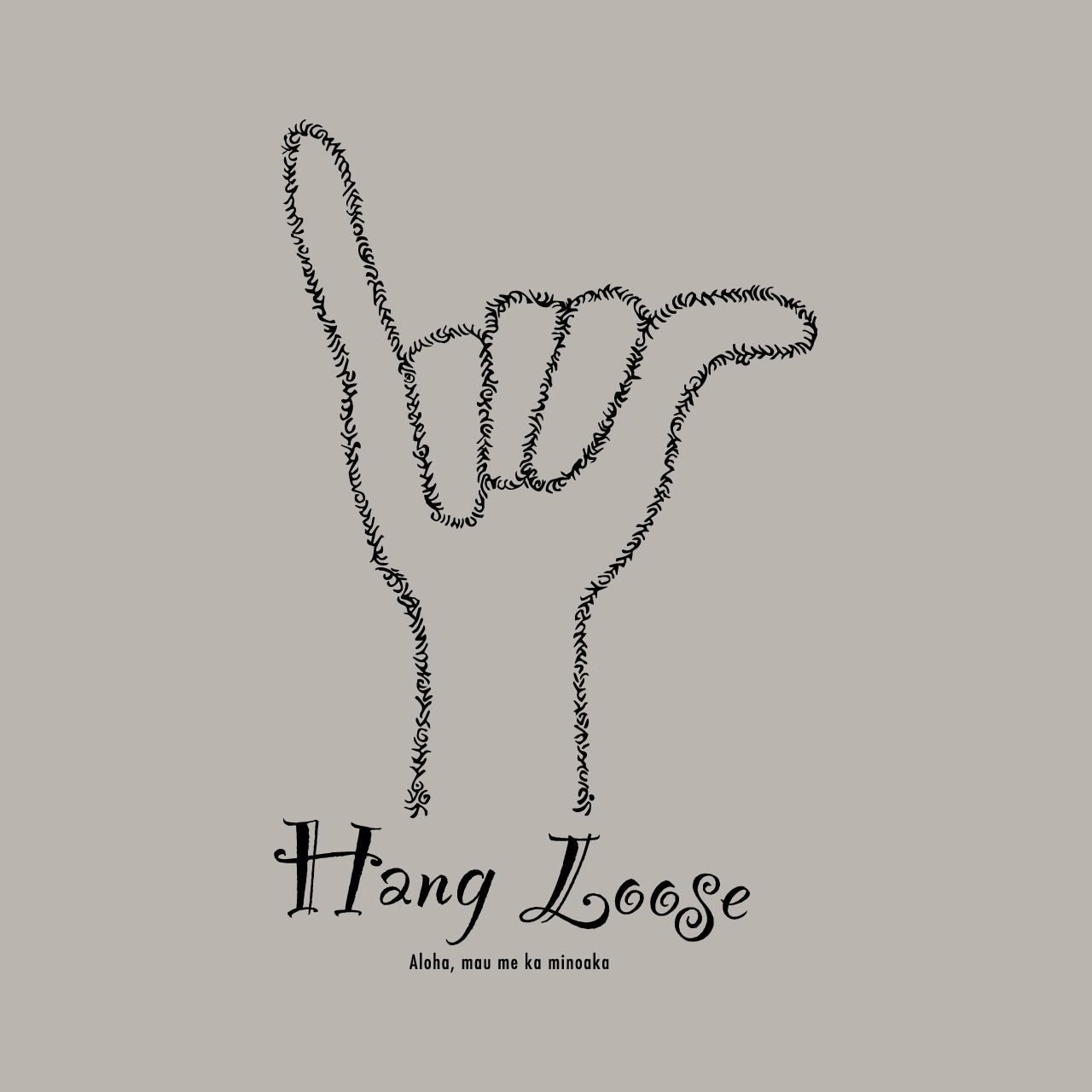 グラフィックロングTシャツ　Hang Loose Mono / White -Long-