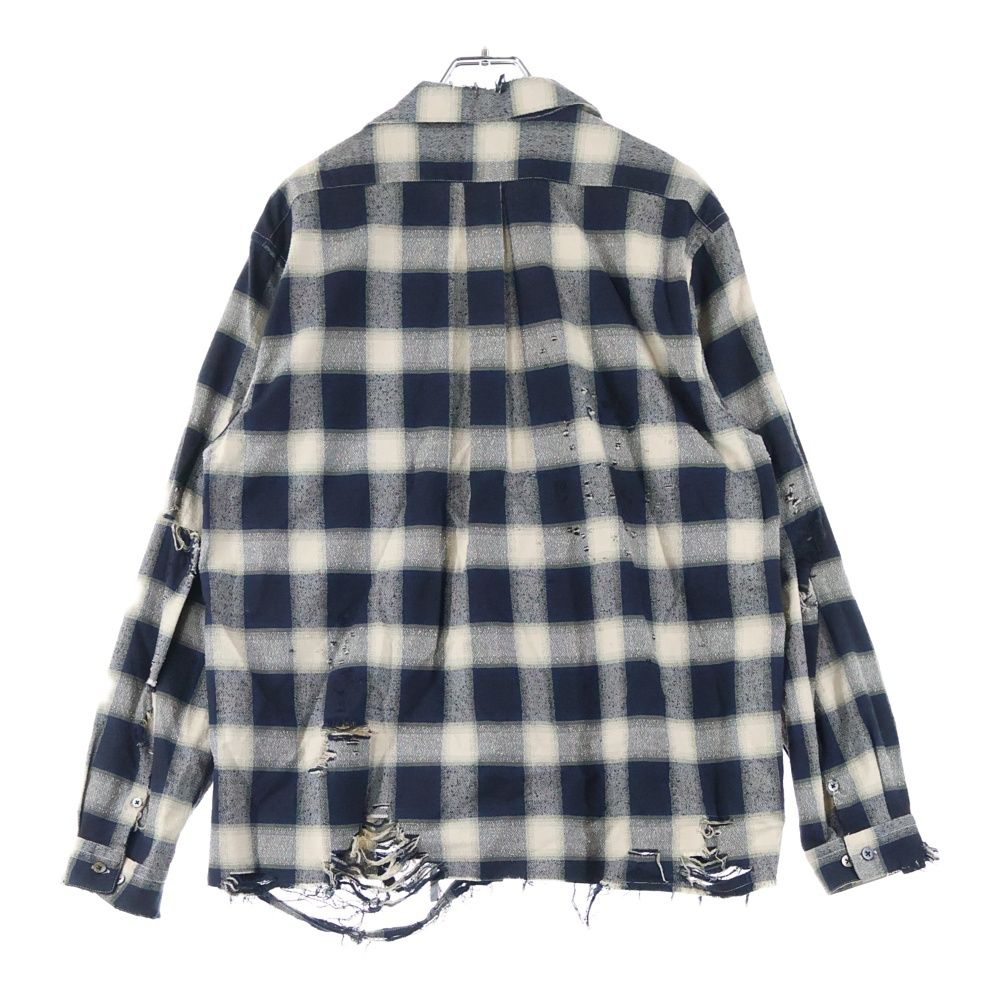 SUGARHILL シュガーヒル ダメージ加工 チェック 長袖シャツ サンプル グレー|ネイビー