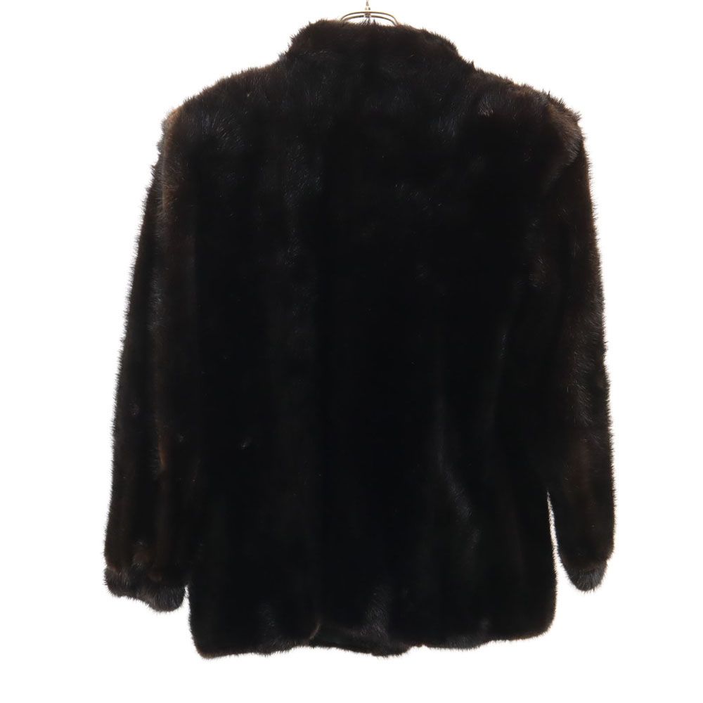 SAGA MINK ブラウンファーハーフコート 中古◇SAGA MINK サガ ミンク ハーフコート 逆毛 9 黒系 毛皮 ファー