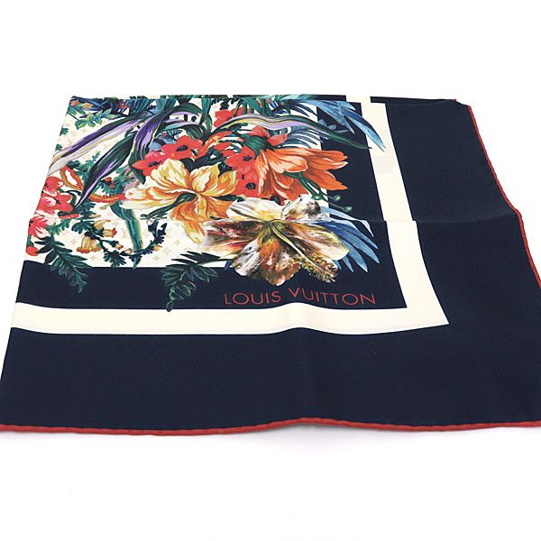 ルイヴィトン カレ70・LV ブーケ スカーフ ネイビー/マルチカラー  