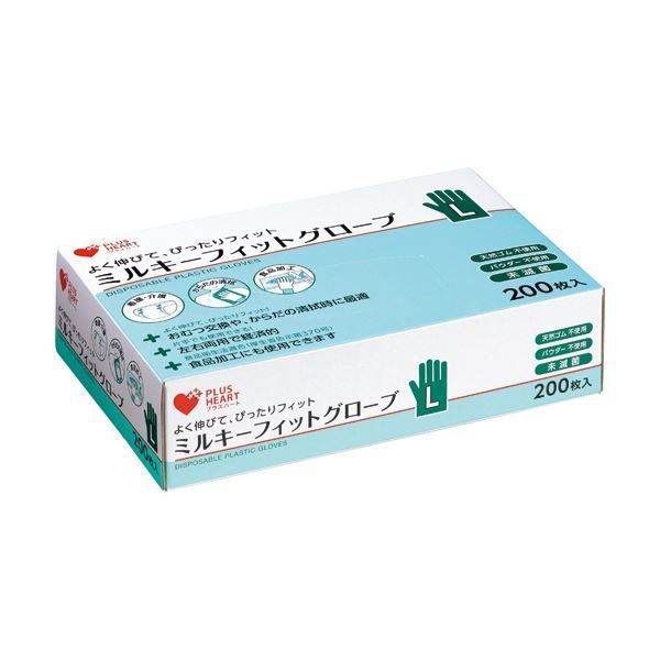 〔まとめ〕 オオサキメディカル ミルキーフィットグローブ 透明 L 70206 1箱 200枚 〔×10セット〕 使い捨て手袋