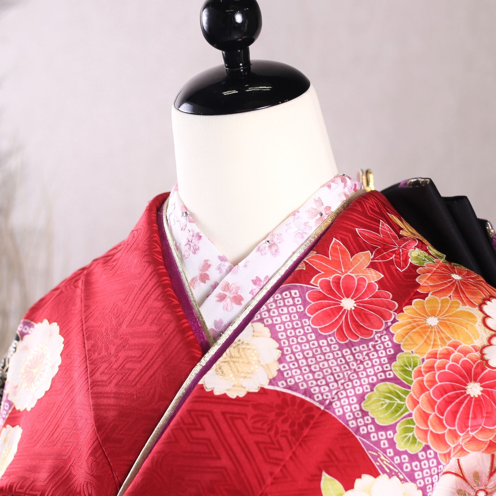 振袖フルセット 振袖セット 振袖 Lサイズ 赤×新古典 美品 成人式 着物