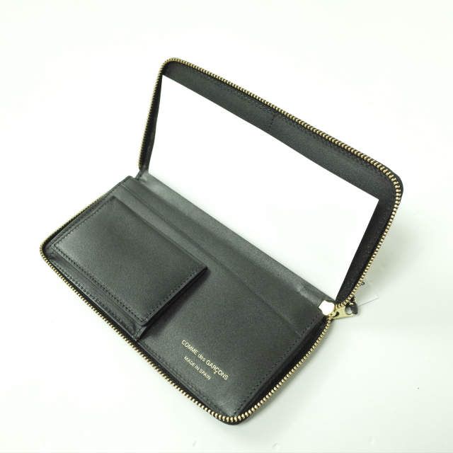 【美品！】コムデギャルソン ジップウォレット レザー ダークネイビー 濃紺 COMME des GARCONS ZIP WALLET COLOUR PLAIN BLACK