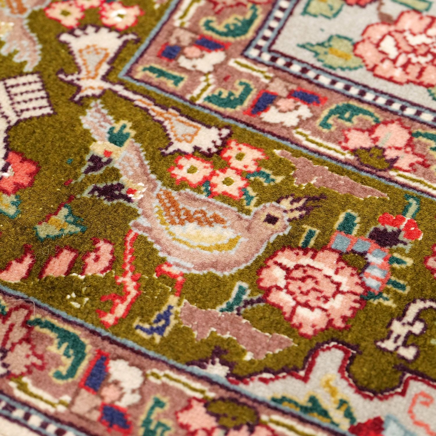 新作 タブリーズ 1970年代 1560×1040mm セミアンティーク ウール&シルク メダリオン 高密度 手織り アンティークペルシャ ヴィンテージラグ専門店 carpet 【最大80%OFF】