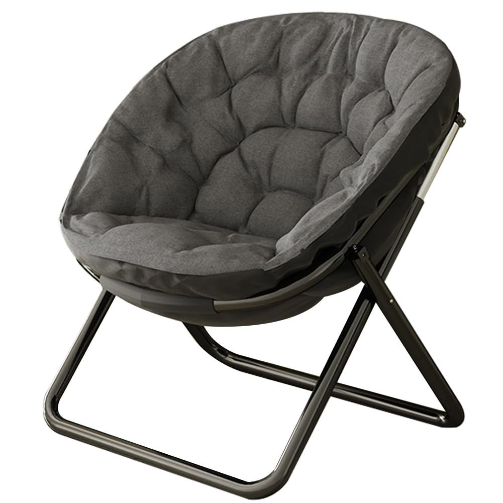 Floralies リクライニングチェア 折りたたみ式 完成品 足置き台付き リラックス 折りたたみチェア ガーデンチェア パーソナル 持ち運び簡単 屋内 屋外 兼用 通気性よい チャコール 1人掛け 幅80×奥行45×高90cm