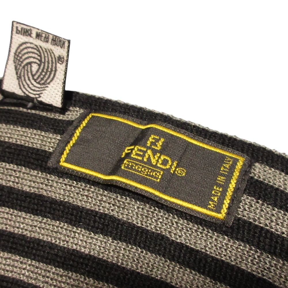 美品　FENDI ウール100% マフラー グレー　イタリア　フェンディ　ズッカ FENDI フェンディ マフラー グレー ウール100％ ズッカ柄 メンズ