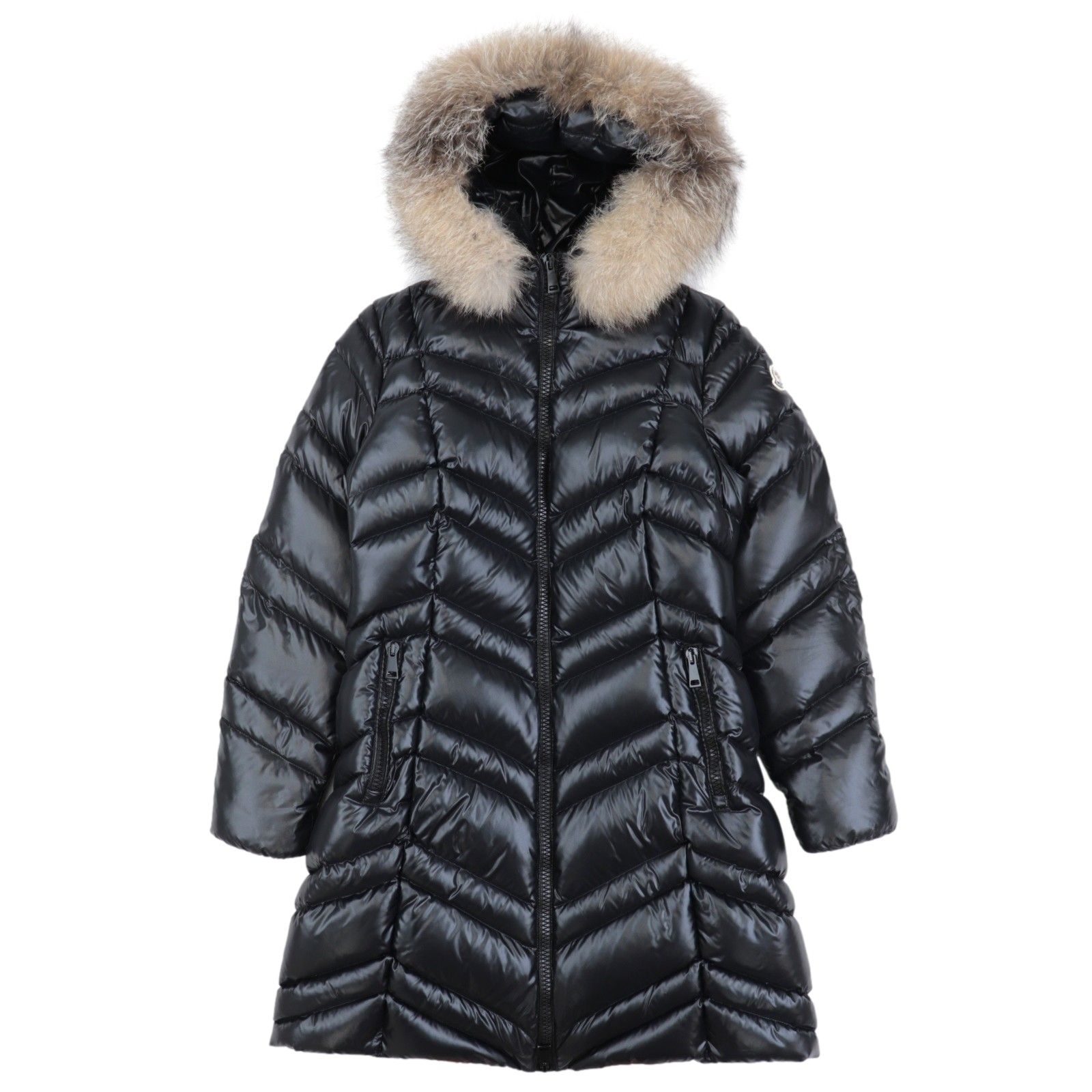 美品 モンクレール 18年 FULMAR フォックスファー ダウンコート レディース 黒 ブラック 4 MONCLER