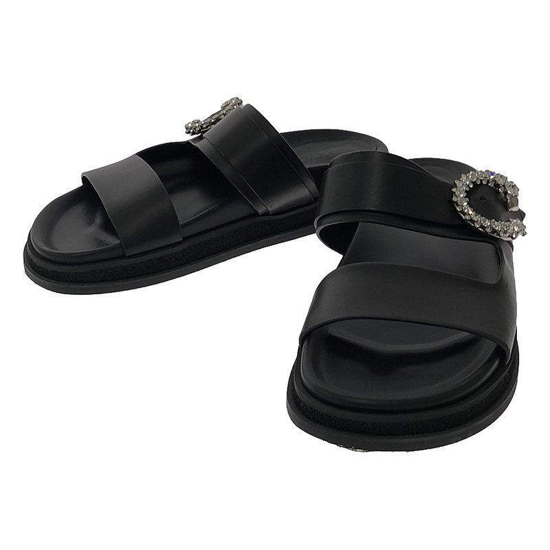 JIMMY CHOO / ジミーチュウ | MARGA FLAT レザー クリスタルバックル  