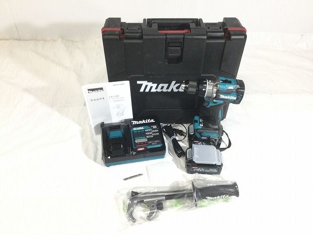 ☆未使用品☆ makita マキタ 40Vmax 充電式 震動 ドライバドリル HP001GRDX 青/ブルー バッテリー2個(2.5Ah) 充電器+ケース 96923