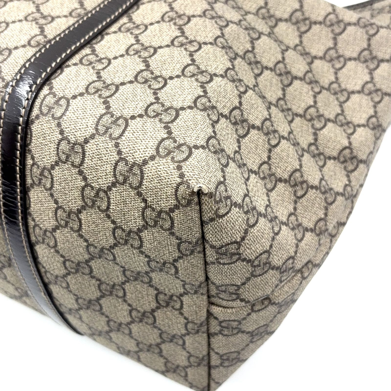 GUCCI GGスプリーム レザー×PVC ブラウン×ベージュ トートバッグ