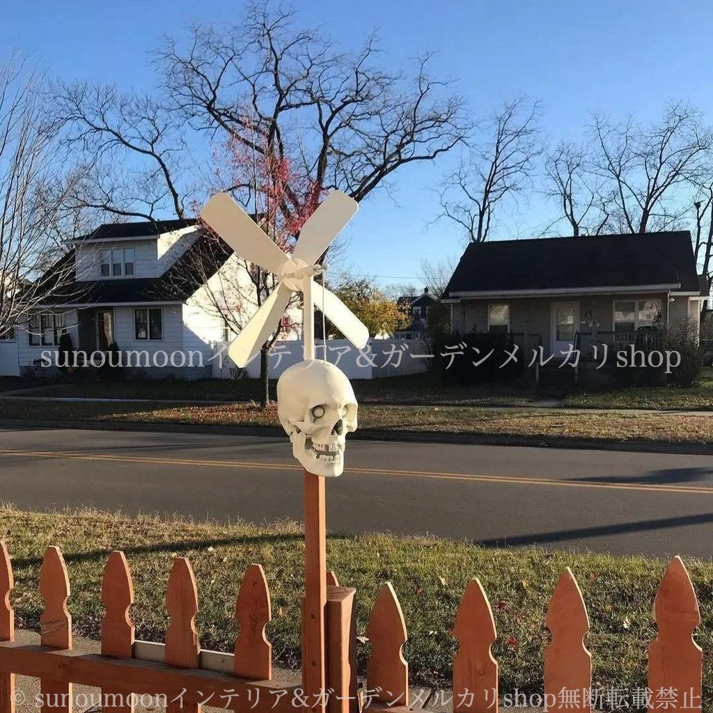ガーデン 庭の装飾 ガーデンインテリア お洒落 インテリア 回転する 8-14 ガイコツ ガーデンオブジェ ホワイト オーナメント ガーデン雑貨 ドクロ 風車 おしゃれ ガーデニング 雑貨 スカル