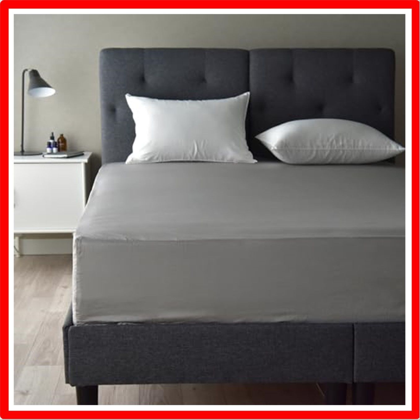 匿名配送 ダブル 140ｘ200ｘ40cm_ムーンストーングレー ボックスシーツ 日本製 ダブル 40マチ 綿100％ サテン330本高密度生地 防ダニ ベ