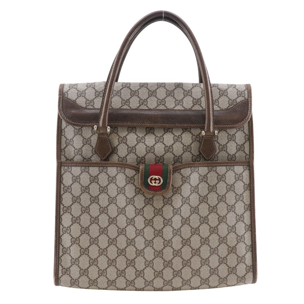 GUCCI グッチ オールドグッチ シェリーライン インターロッキング GG 02.4139.58 PVC 茶 ユニセックス ハンドバッグ