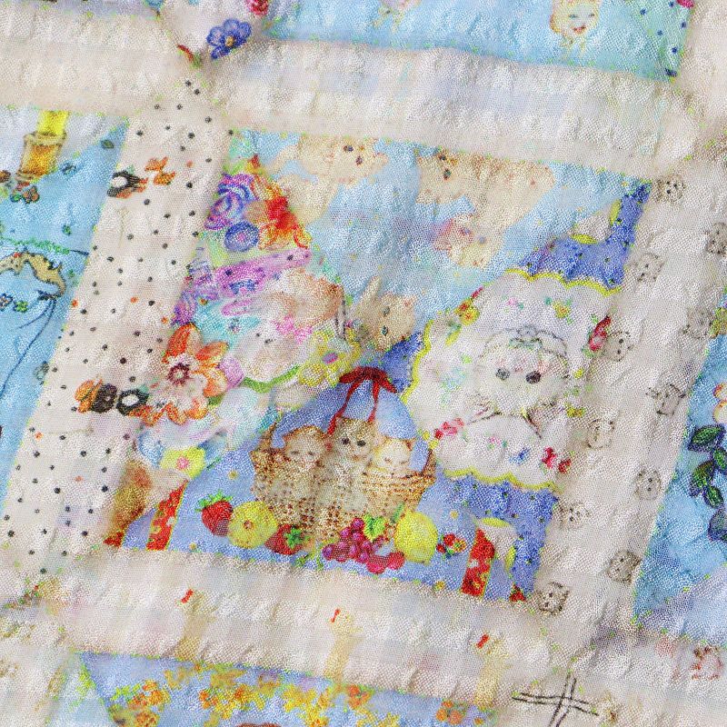 美品 ユキエモン yukiemon nekonekoワンピース M/ねこあつめ サックス