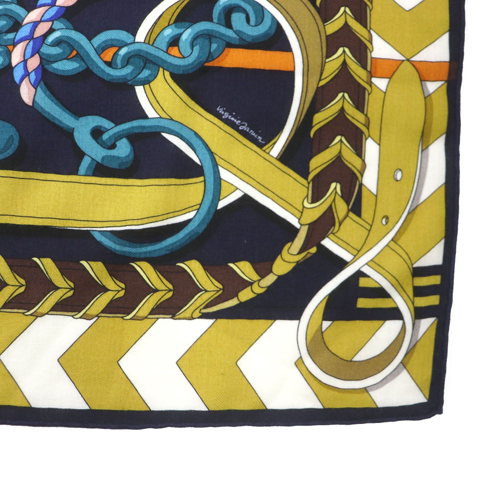 HERMES(エルメス) ストール(ショール) カレ140 ブルー×白 PANOPLIE