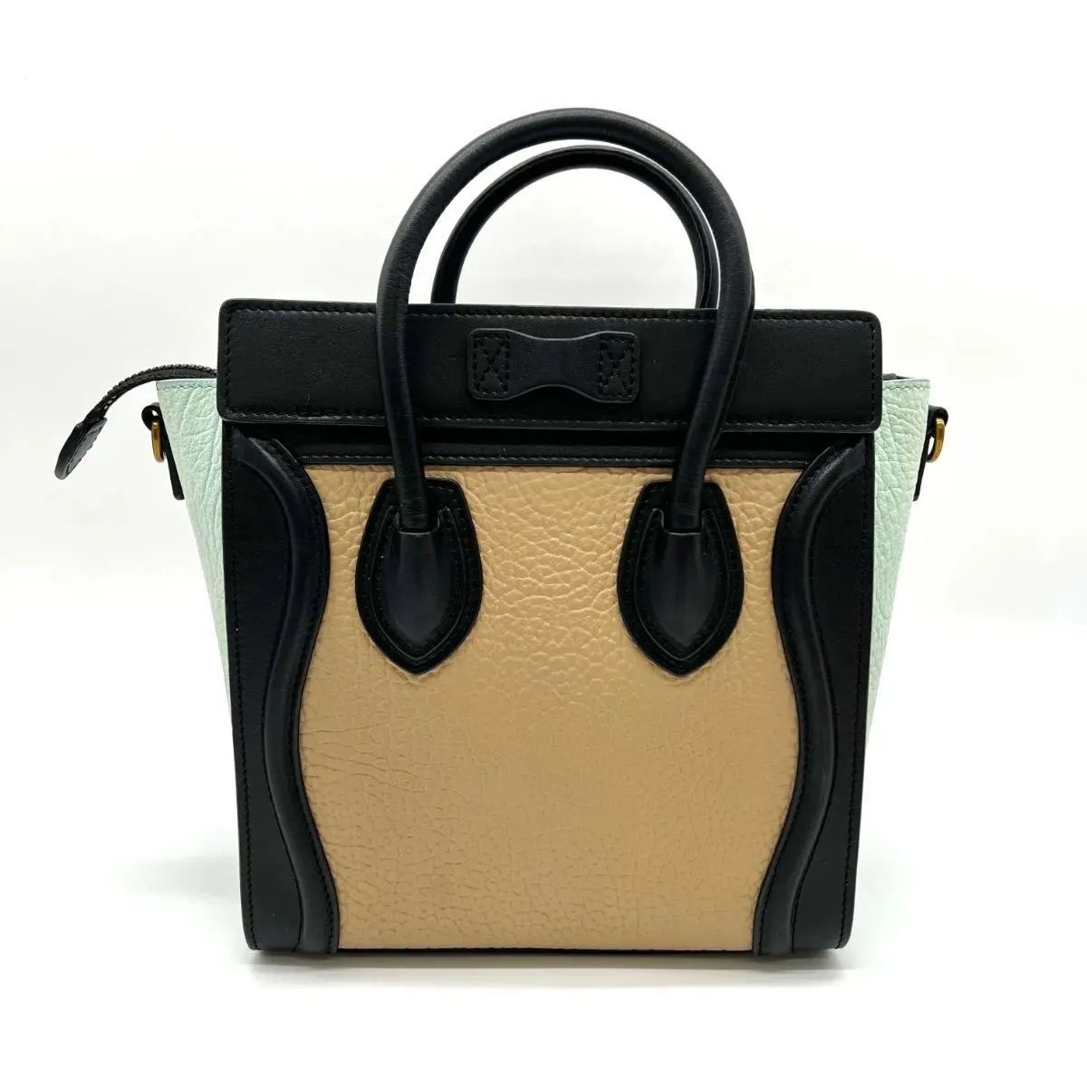 セリーヌ ラゲージ ナノショッパー レザー 2WAYハンドバッグ ブルー  