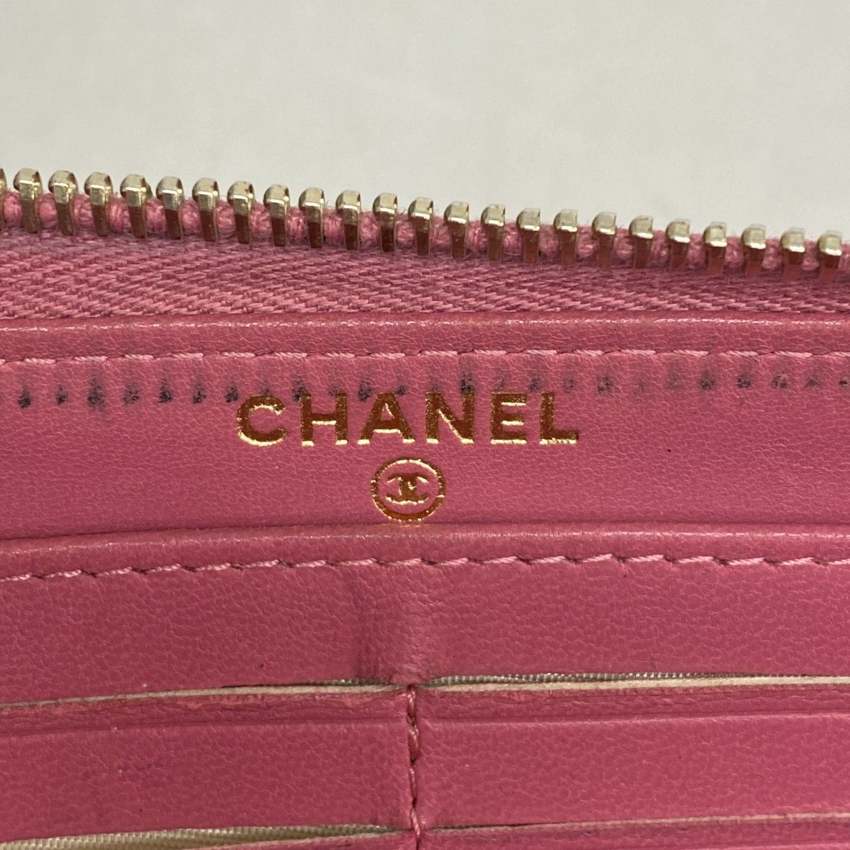 5ha0107-h】シャネル 長財布 マトラッセ ラムスキン ピンク ゴールド  