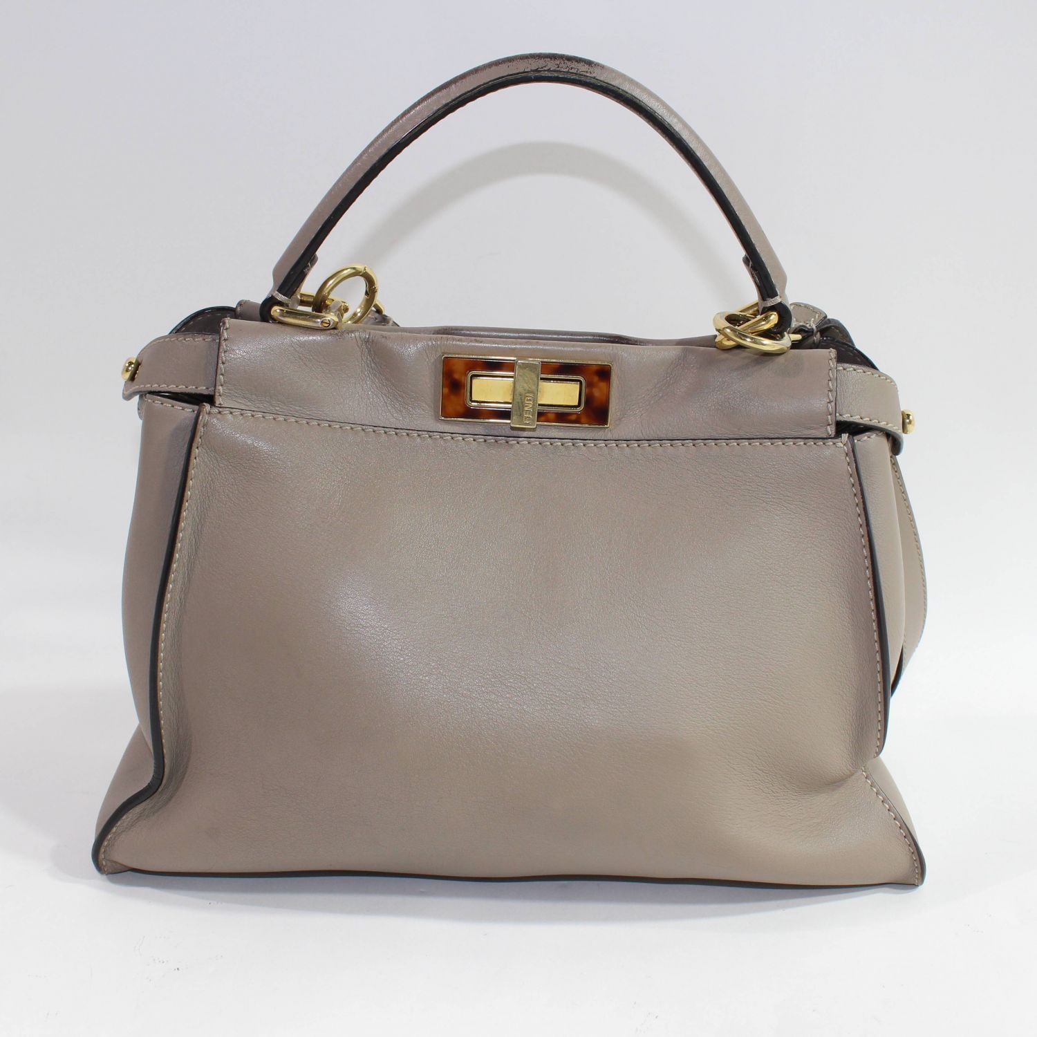 FENDI☆ピーカブー　レギュラーサイズ　ハンドバッグ　グレージュ 8BN290 フェンディ ピーカブーレギュラー セレリア レザー 2WAY