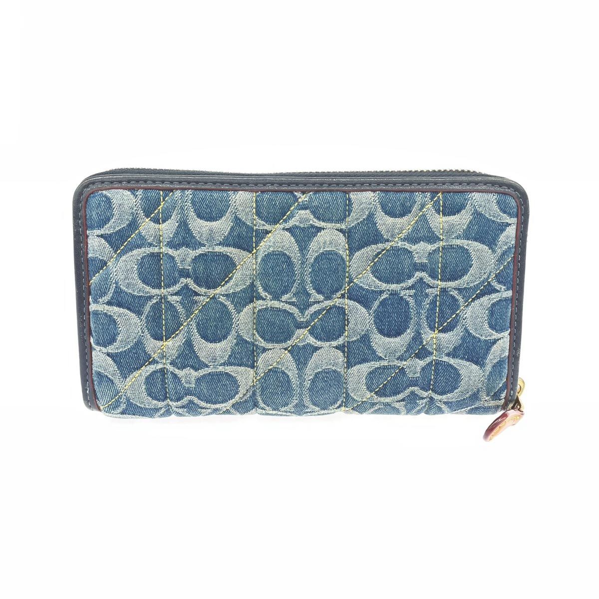1点のみ！新品 COACH コーチ 長財布 デニムブルー COACH コーチ ラウンドファスナー長財布 シグネチャー/デニム