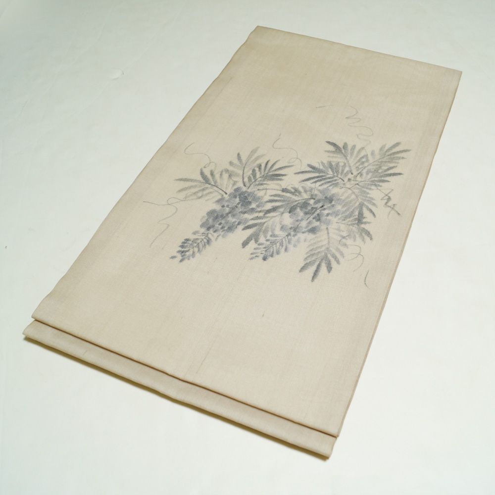 [美品] 紗　夏帯　名古屋帯　正絹　お太鼓柄　茶色　灰色　笹　夏着物　小紋　紬 Amazon | 夏物 名古屋帯 紗 ぼかしに笹竹模様 正絹 紗紬 中古 夏