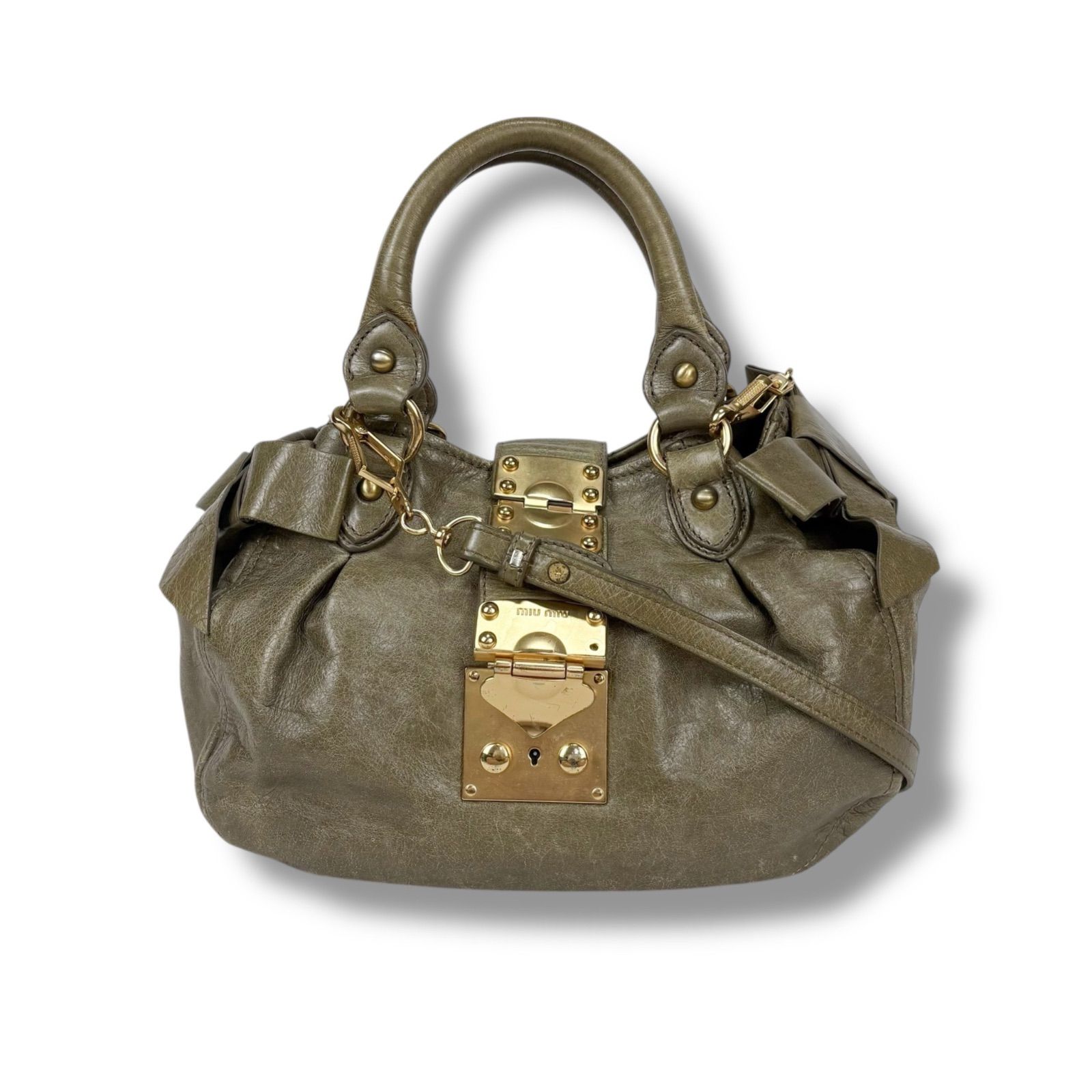 ミュウミュウ MIUMIU 2WAY ショルダーバッグ ハンドバッグ リボン 