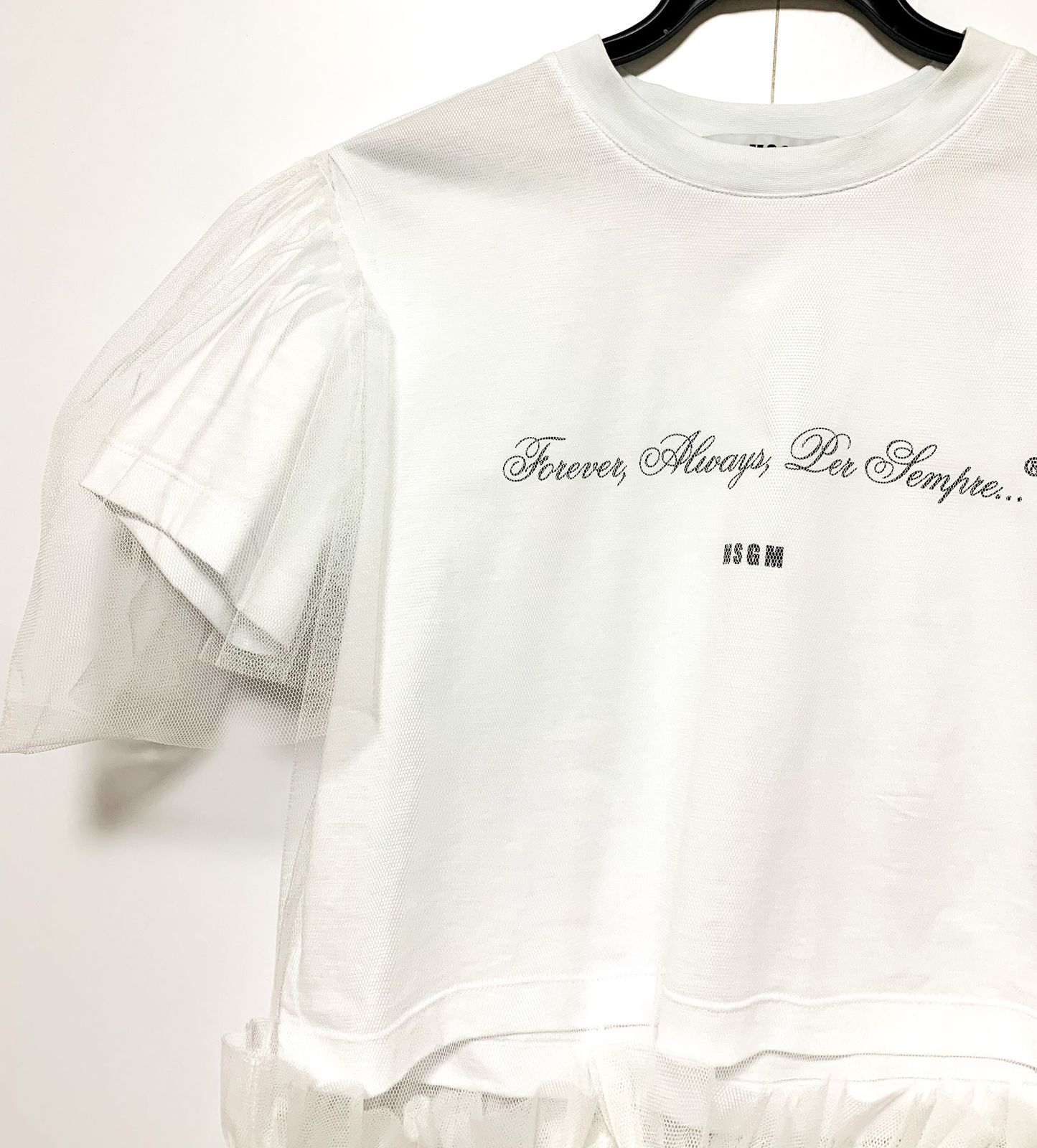 MSGM エムエスジーエム 白 レース Tシャツ 半袖 レディース アパレル 