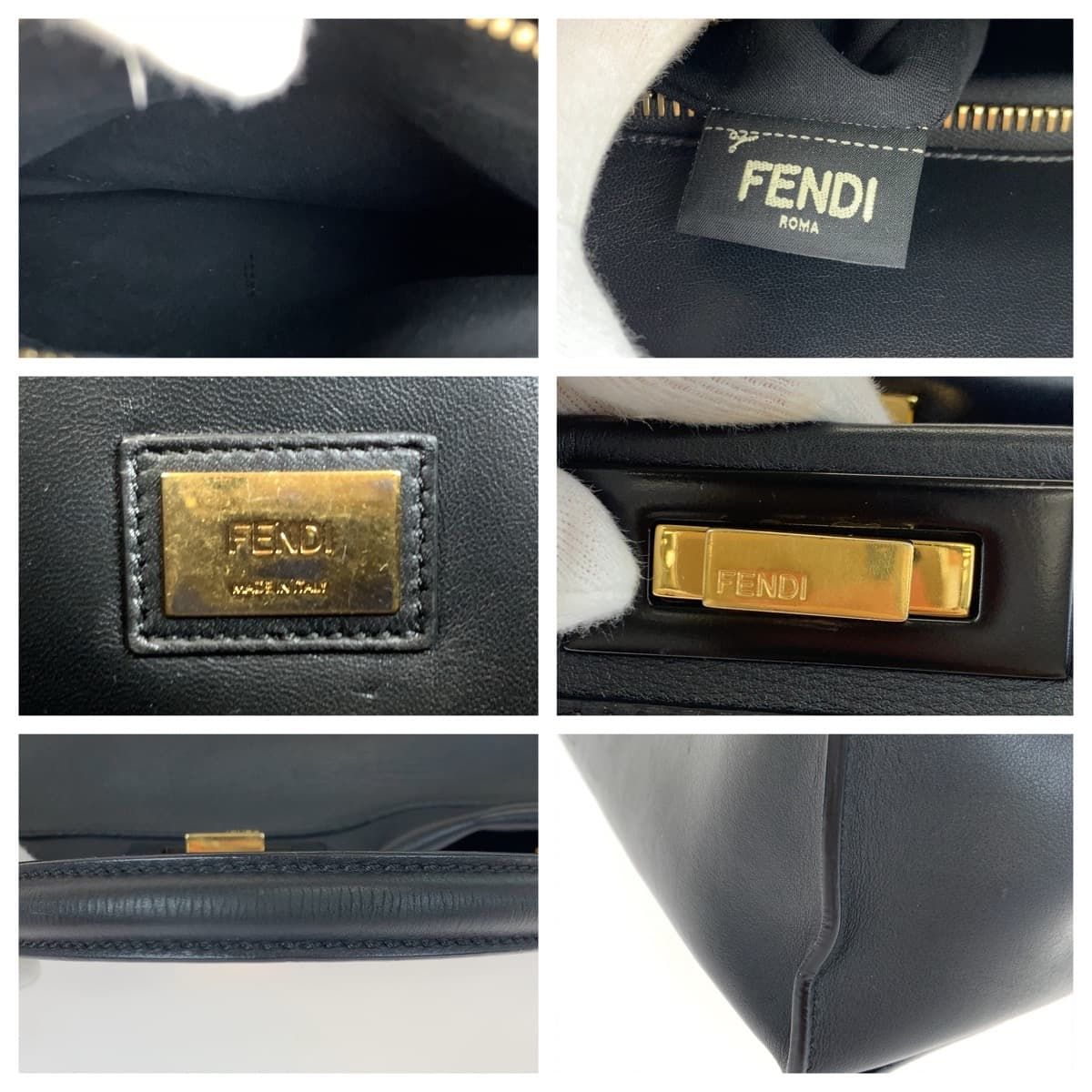 美品 FENDI フェンディ ピーカブー ラージ ブラック 黒 ゴールド