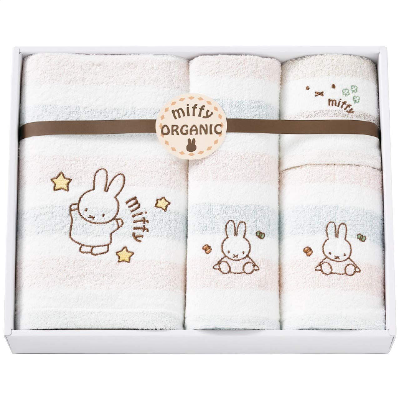 【人気商品】Organic miffy オーガニックミッフィー オーガニックコットン 綿100% 日本製 洗える 31×38×6cm ギフトセット 228728903 ミッフィータオル nishikawa【西川】