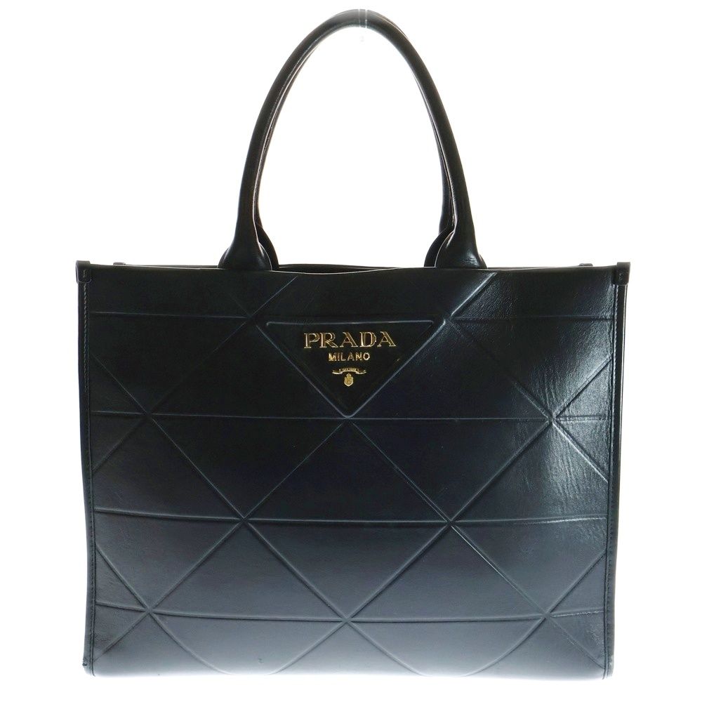 PRADA (プラダ) シンボルステッチ ロゴ レザー トートバッグ