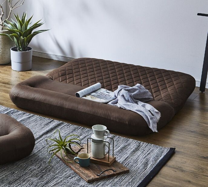 ２人掛 ローソファ 幅130cm ダークブラウン ソファ カウチ 座椅子 ポケットコイル リクライニング