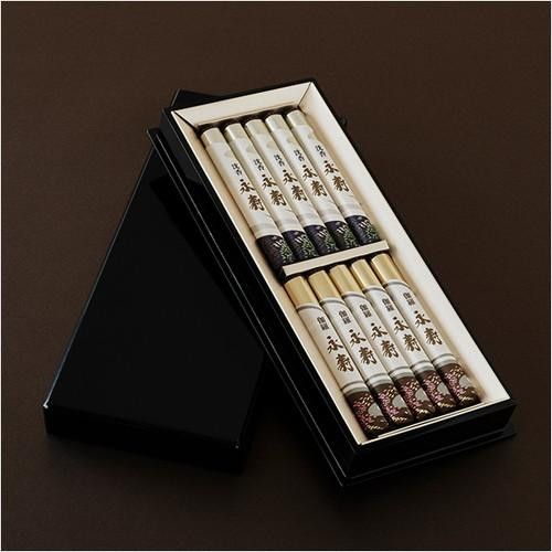 日本香堂 永寿 二種香 沈香永寿 伽羅永寿 塗箱短寸10入 22070