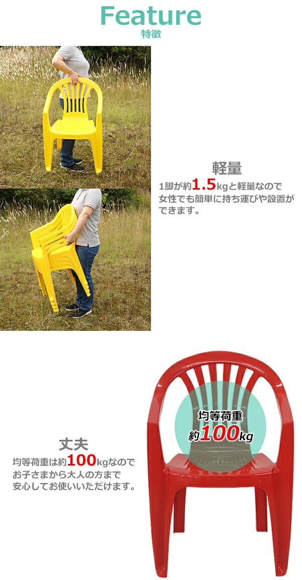 園芸用品 ガーデンチェア 屋外 4脚セット UVカット プラスチックチェア