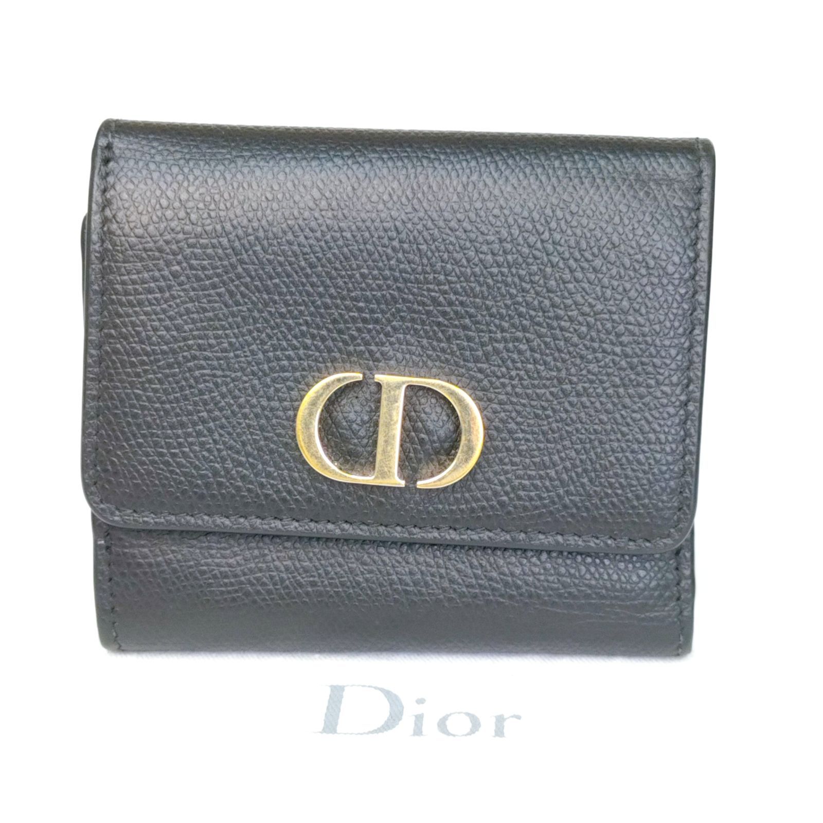 ☆最終価格 Christian Dior クリスチャンディオール 30 MONTAIGNE コンパクト ウォレット レザー ブラック 510