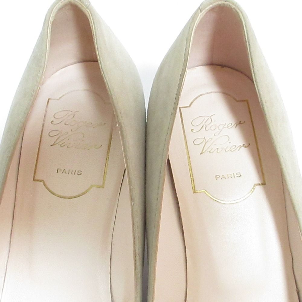 【超美品】ROGER VIVIER ベル ストーン バックル スエード パンプス 超美品】ROGER VIVIER ベル ストーン バックル スエード パンプス