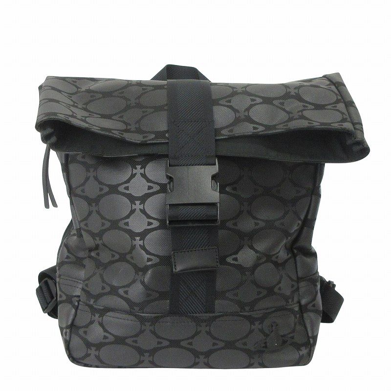 美品 ヴィヴィアンウエストウッド ナイロン バックパック オーブ総柄 ブラック ヴィヴィアンウエストウッド Vivienne Westwood オーブ リュック