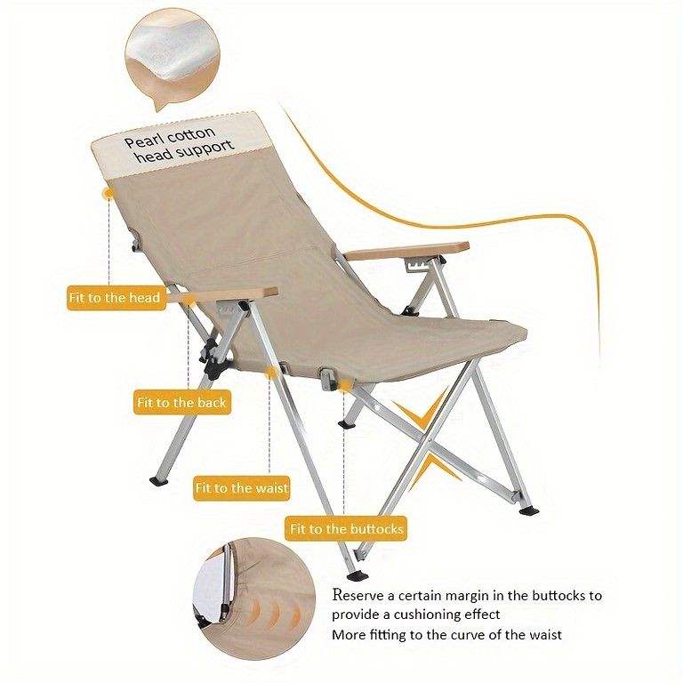 角度調整 アルミ製 折りたたみアウトドアチェア ブラック