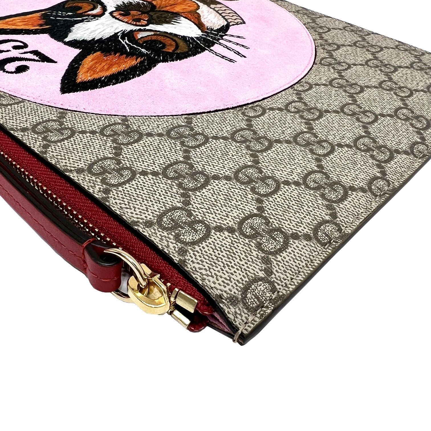 GUCCI グッチ GGスプリーム ボスコ犬 クラッチバッグ PVC レザー 