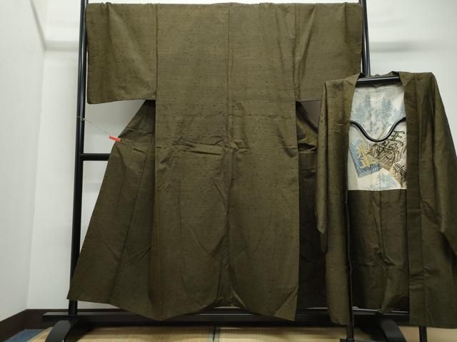 平和屋着物●男性　紬　髭紬・羽織セット　褐返色　正絹　逸品　CAAS8499vf 平和屋着物○男性 紬 髭紬・羽織セット 褐返色 正絹 逸品 CAAS8499vf